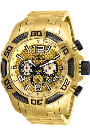 Invicta Pro Diver - SCUBA 25854 Heren Horloge - Quartz Uurwerk - Roestvrij Staal met gouden Wijzerplaat - 50mm