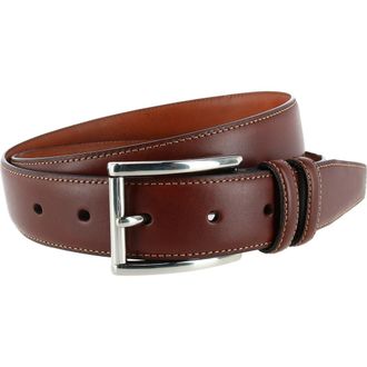 Trafalgar Store Lorenzo 32mm Dropped Edge Leather Dress Belt in Honey Maple at Nordstrom, Size 36