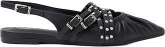Ash Pointed-Toe Black Sandals With Adjustable Buckles And Studded Details