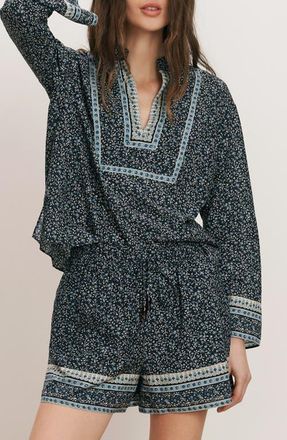 Veronica Beard Cyra Cotton Blend Top in Navy Multi at Nordstrom, Size 00