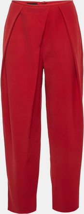 Emporio Armani Red Crepe Pleated Tapered Trousers