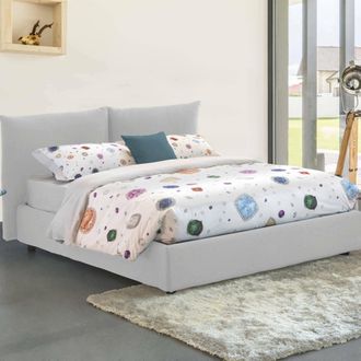 Talamo Italia Talamo Italia - Dmora - Cama Matrimonial Dbrunor, Cama Contenedor Con Revestimiento De Tela, 100% Made In Italy, Apertura Frontal, Con Colch&oacute;n Cm 160x