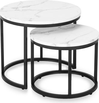 OEM Juego De Mesa De Centro Dafne De 43 Cm/53 Cm, M&aacute;rmol Blanco, Estilo Moderno Y Glamuroso