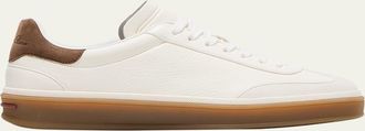 Loro Piana Mixed Leather Low-Top Tennis Sneakers