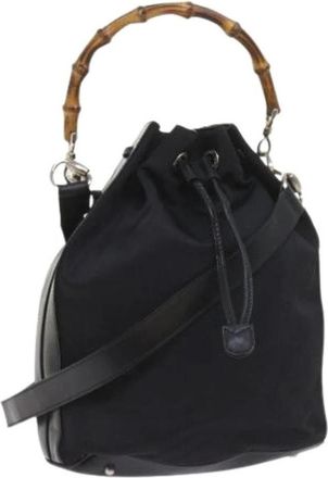 Gucci Pre-owned Bucket Bag - Dames - Vintage Tas - Zwart - ONE Size - Nylon - Vintage