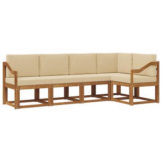 vidaXL Conjunto De Sof&aacute;s De Exterior Con Coj&iacute;n 5 Pcs Natural Y Beige Vidaxl