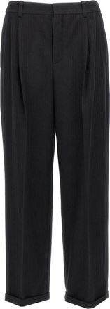 Saint Laurent 90s Broek - Heren - Straight fit broeken - Zwart - L - Wol - Broeken