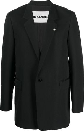 Jil Sander single-breasted wool blazer - men - Cotton/Cupro/Wool - 52 - Black