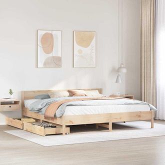 vidaXL Vidaxl - Estructura De Cama Sin Colch&oacute;n Madera Maciza De Pino 160x200 Cm