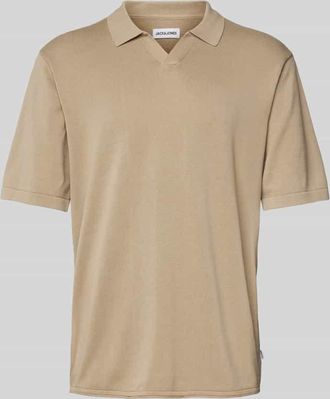 Jack & Jones Jack & Jones Poloshirt mit V-Ausschnitt Modell ELEO in Beige, Gr&ouml;&szlig;e XXL