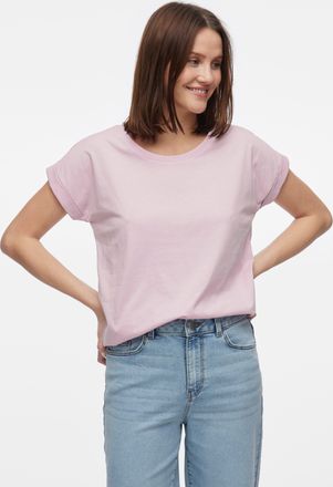 Vila Rundhalsshirt VILA VIDREAMERS NEW PURE T-SHIRT/SU-NOOS, Damen, Gr. XXL, rosa (winsome orchid), Jersey, Obermaterial: 50% Baumwolle, 50% Polyester, uni