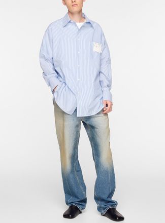 Maison Margiela Mens Production tag loose striped shirt