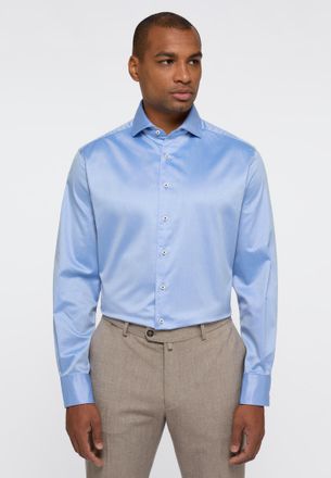 Eterna Langarmhemd ETERNA MODERN FIT, Herren, Gr. 41, N-Gr, mittelblau, Twill, 100% Baumwolle, tailliert, Manschette, Hemden Langarmhemd, EASY IRON (b&uuml;gellei