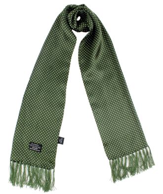 Tootal Original Vintage Pure Silk Polka Dot Print Scarf In Parka Green