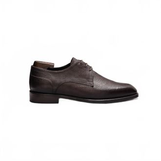 Scarpe di Bianco Mens Cardano Pebble Grain Derby In Bitter Chocolate
