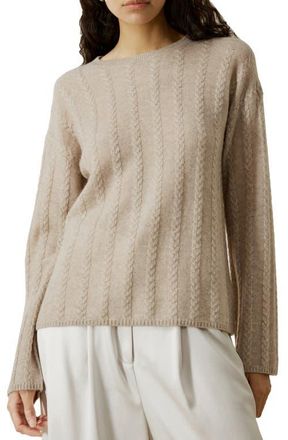 LilySilk Semi-Sheer Cable-knit Cashmere Sweater in Beige at Nordstrom, Size Medium