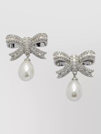 Self Portrait crystal pearl drop earrings