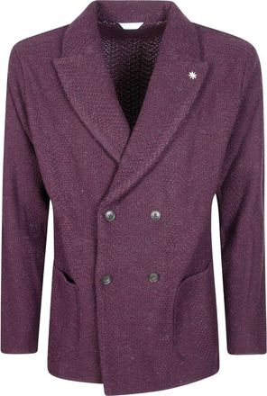 Manuel Ritz Giacca DP Spigato - Heren - Blazers - Paars - L - Jassen