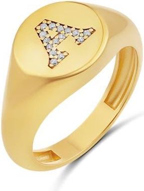 SHYMI Pav&eacute; Signet Initial Ring in Gold at Nordstrom, Size 8
