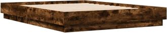 vidaXL Estructura de cama con luces LED roble ahumado 120x200 cm vidaXL