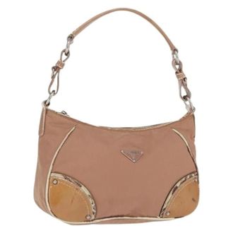 Prada Pre-owned Vintage Nylon Schoudertas - Dames - Pre-owned - Beige - Maat: ONE Size Nylon