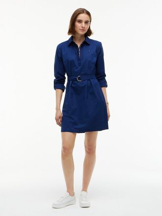 Tommy Hilfiger Womens Belted Oxford Shirtdress - Preppy Navy - XXL