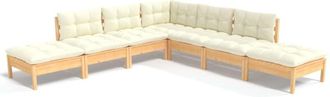 vidaXL Vidaxl Muebles De Jard&iacute;n 7 Piezas Cojines Madera De Pino Color Crema
