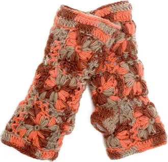 Nirvanna Designs Multi Color Flower Crochet Handwarmers in Rust Multi at Nordstrom