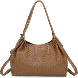 Generic Woven Shoulder Handbag for Women with Zip Top Closure, Multi-Compartment Tote with Top Handles & Adjustable Crossbody Strap, Everyday Casual Purse (35