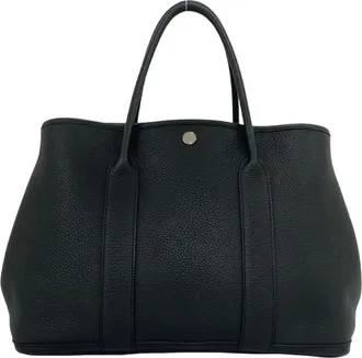 Herm&egrave;s Black Negonda Leather Handbag Tote Bag (Pre-Owned)