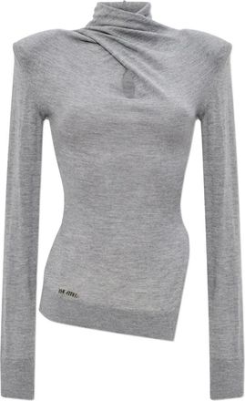 The Attico Gedraaide top met col - Grijs