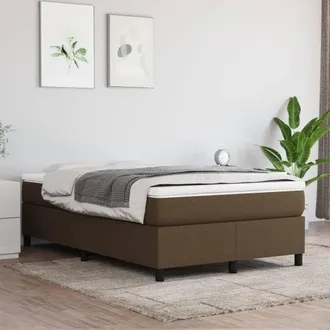 vidaXL Vidaxl - Cama Box Spring Con Colch&oacute;n Tela Marr&oacute;n Oscuro 120x200 Cm