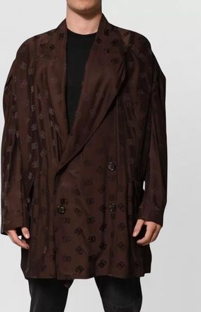 Dolce & Gabbana logo-print double-breasted coat