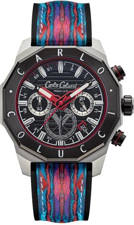 Carlo Colucci Rond Roestvrij Stalen Horloge met Siliconen Band - Heren - Horloges - Veelkleurig - ONE Size - Accessoires