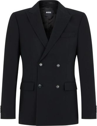 HUGO BOSS Dubbelrijige Jas - Heren - Pakken - Zwart - Maat: XL Wol