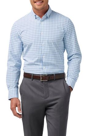 Mizzen+Main Leeward Trim Fit Check Performance Button-Up Shirt in Cloud Blue Wyatt Plaid at Nordstrom, Size Xx-Large