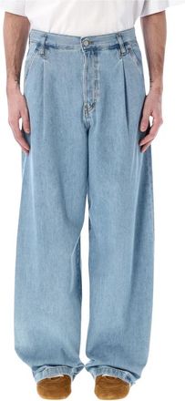 Dries Van Noten Geplooide jeans - Heren - Loose Fit Jeans - Blauw - W34 - Katoen - Jeans