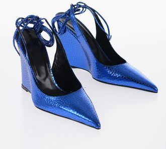 by FAR Animal Effect Leather Lace-Up Slingback With Wedge 10,5cm size 35