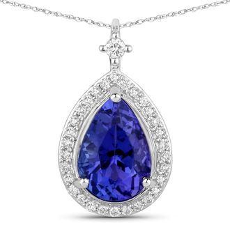 Diana M. Jewels Tanzanite ( AAA+ ) Pears 10.10x6.90mm ( Height: 5mm ) - 1Pc + White Diamond F/C Round 1.80mm ( SI-2/HI ) - 1Pc + White Diamond F/C Round 1mm ( SI-2/HI
