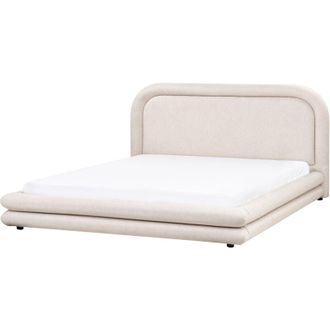 Beliani Waterbed Faux Linen LAVARDENS 180 x 200 cm (EU Super King) Light Beige