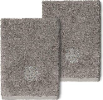 Linum Home Textiles Alyssa Embellished Washcloth - Set of 2 - Dark Gray at Nordstrom Rack