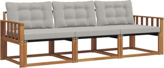 vidaXL Conjunto De Sof&aacute;s De Exterior 3 Uds. Gris Natural Y Claro Vidaxl