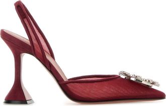 Amina Muaddi Tiziano Red Mesh Begum Pumps