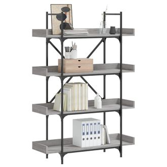 vidaXL Vidaxl - Librer&iacute;a De 4 Estantes Madera Gris Sonoma 100x33x145,5 Cm