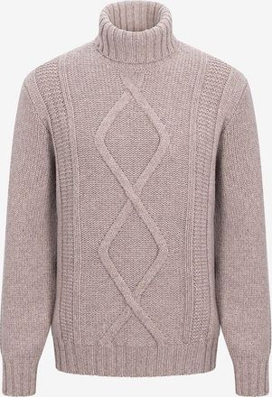 Brunello Cucinelli Zopfstrickpullover mit Rollkragen aus Kaschmir