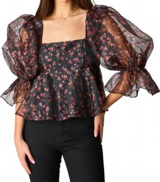 BuddyLove Pammie Floral Fantasy Top In Black / Pink