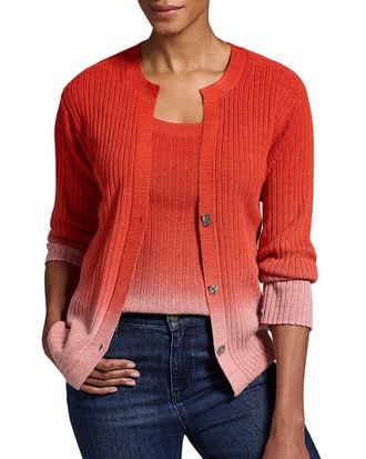 Nic+Zoe Nic+Zoe Luxe Knit Ombre Rib Silk-Blend Cardigan