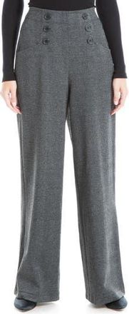 Max Studio Sailor High Waist Wide Leg Pants in Blck/Chrcl Glen Plid at Nordstrom Rack, Size X-Small