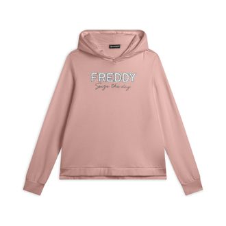 Freddy Felpa donna con Cappuccio con Logo e Lettering in Strass