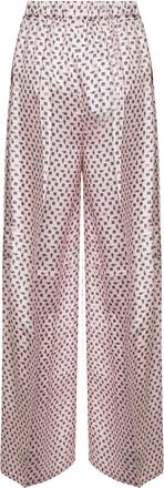 Max Mara Womens Pink Printed Silk Twill Trousers